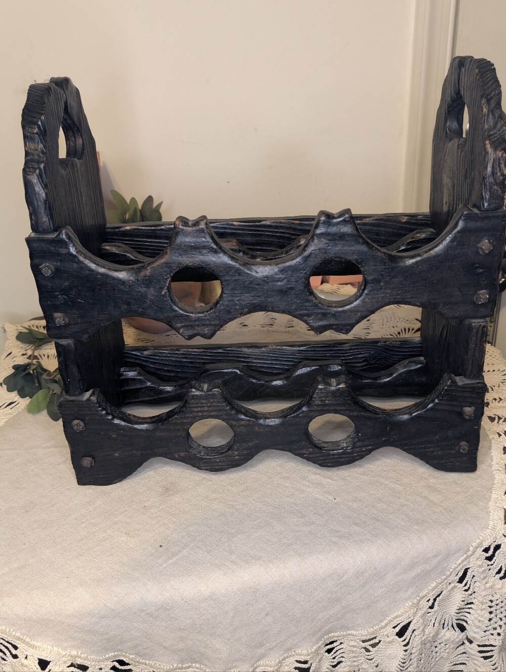 Rustic Gothic Wooden Wine Rack Castlecore Jewelry Organizer Display